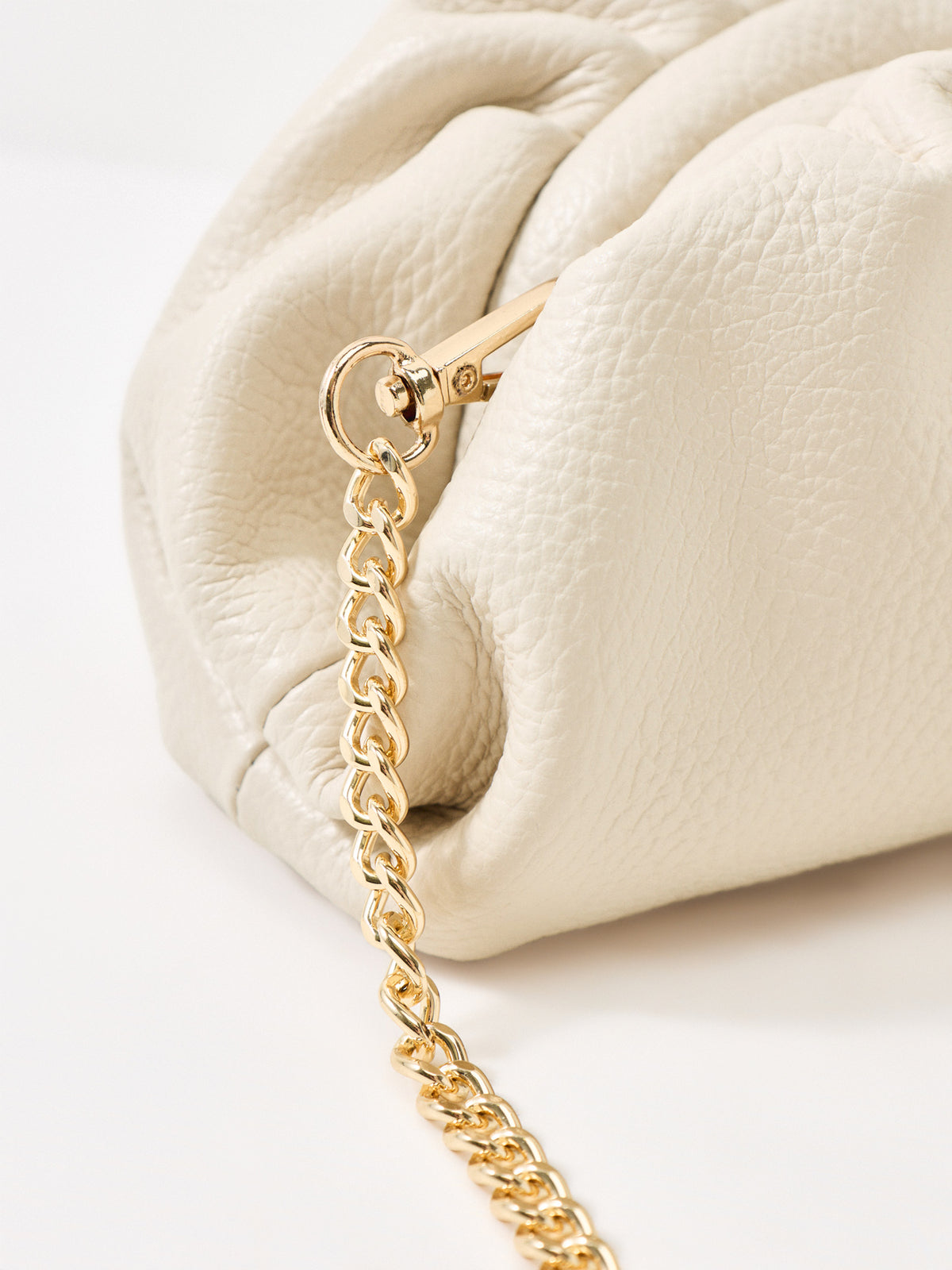 Maddy Small Leather Clutch Bag - Cream