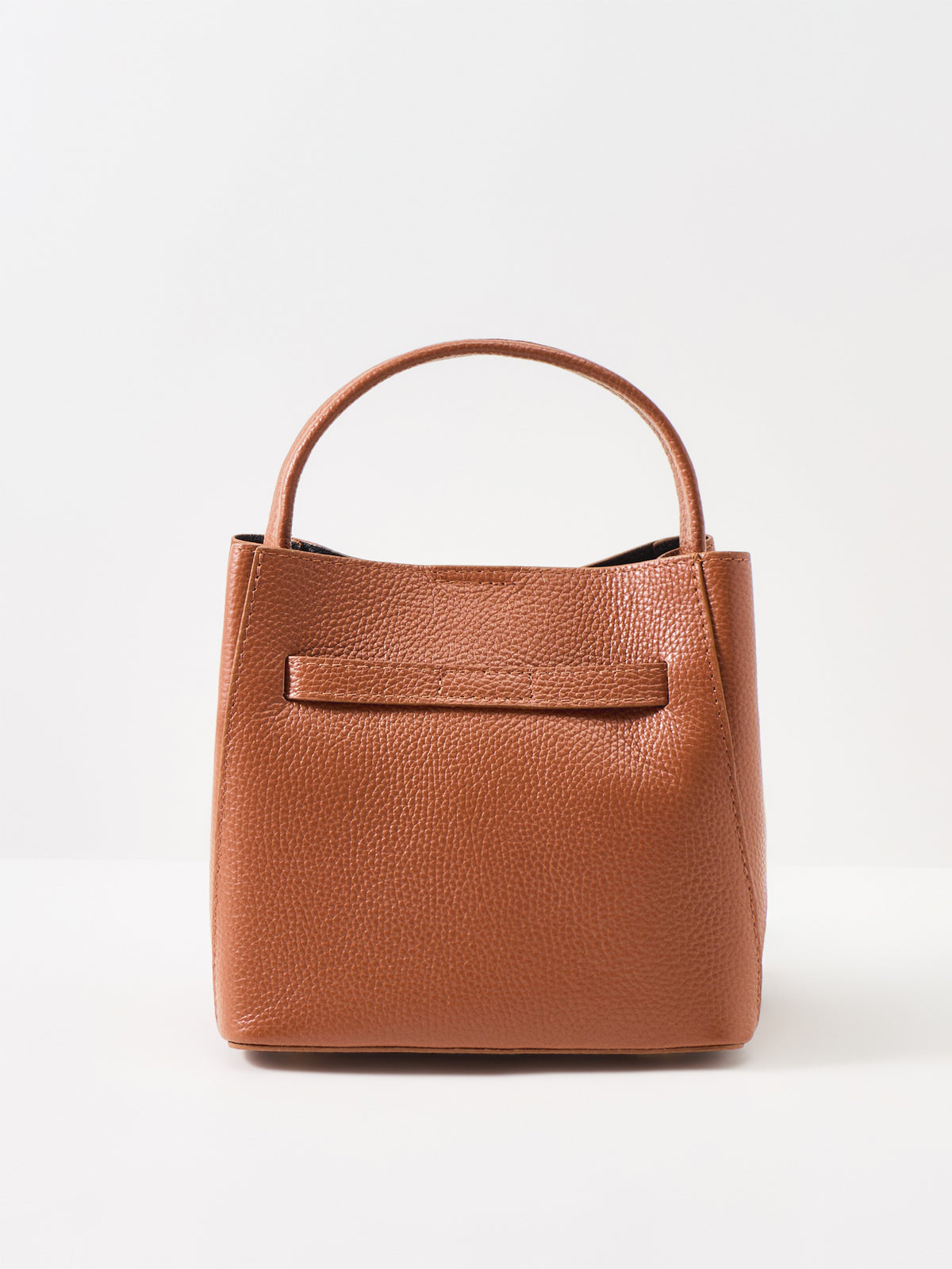 Wonder Golden Lock Leather Bucket Bag - Dark Tan