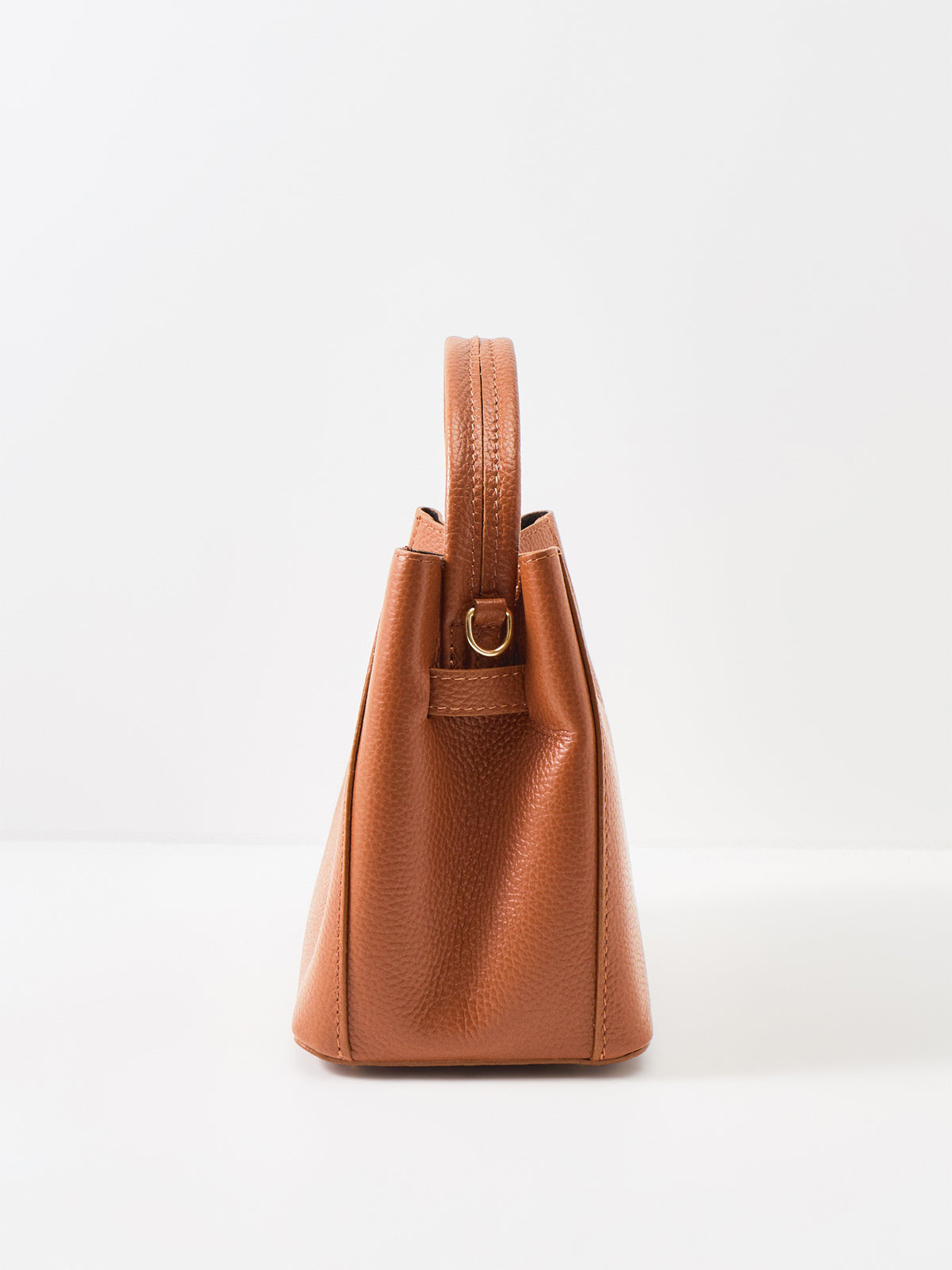 Wonder Golden Lock Leather Bucket Bag - Dark Tan