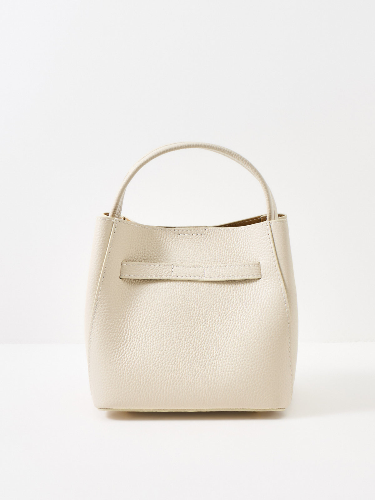 Wonder Golden Lock Leather Bucket Bag - Cream