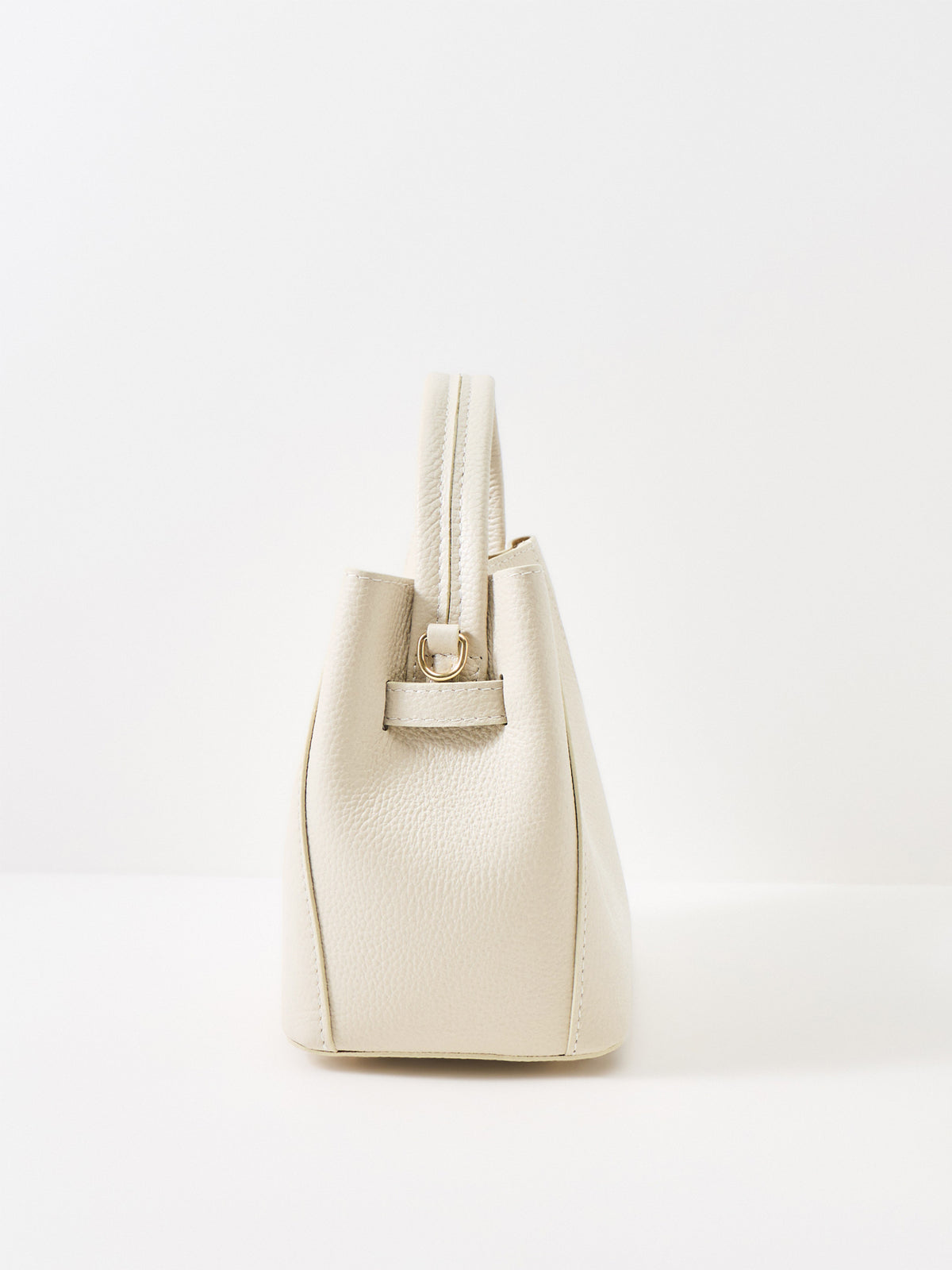 Wonder Golden Lock Leather Bucket Bag - Cream