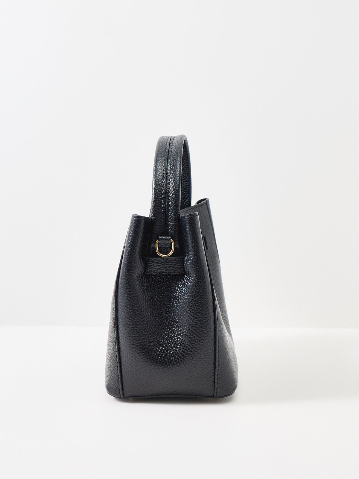 Wonder Golden Lock Leather Bucket Bag - Black