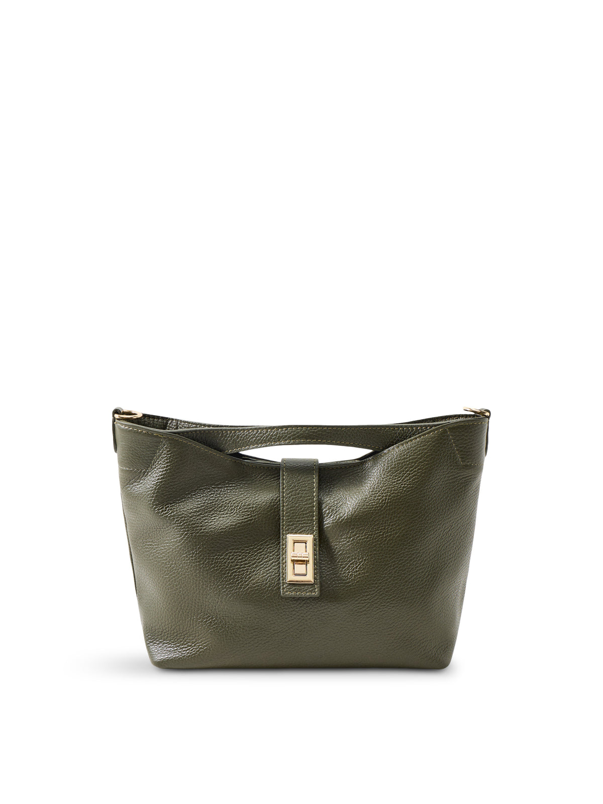 Clarity Medium Leather Shoulder Bag - Army Green