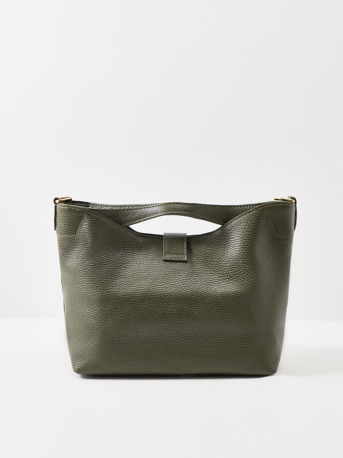 Clarity Medium Leather Shoulder Bag - Army Green