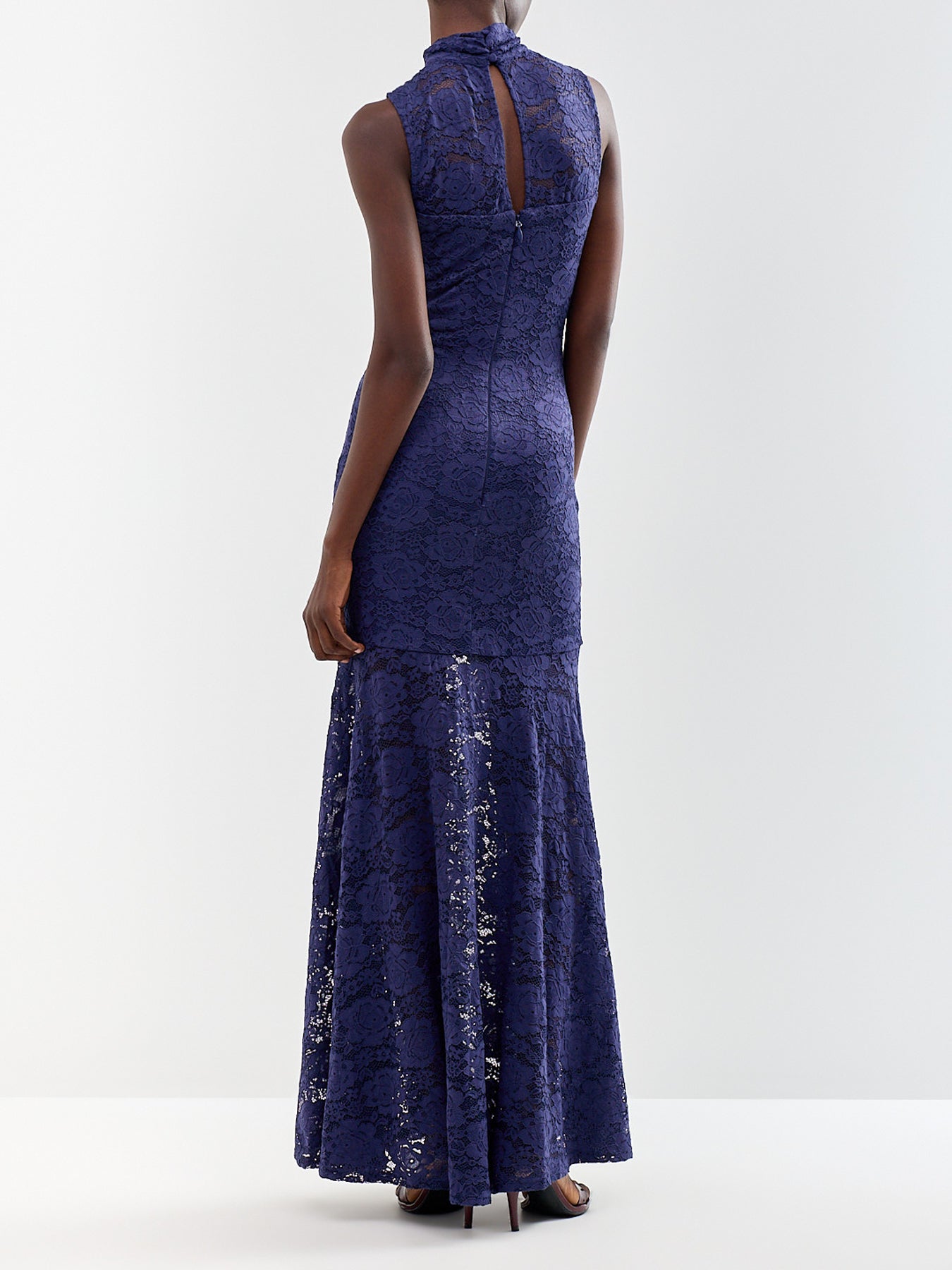 Esalyn Lace High-Neck Maxi Dress Navy