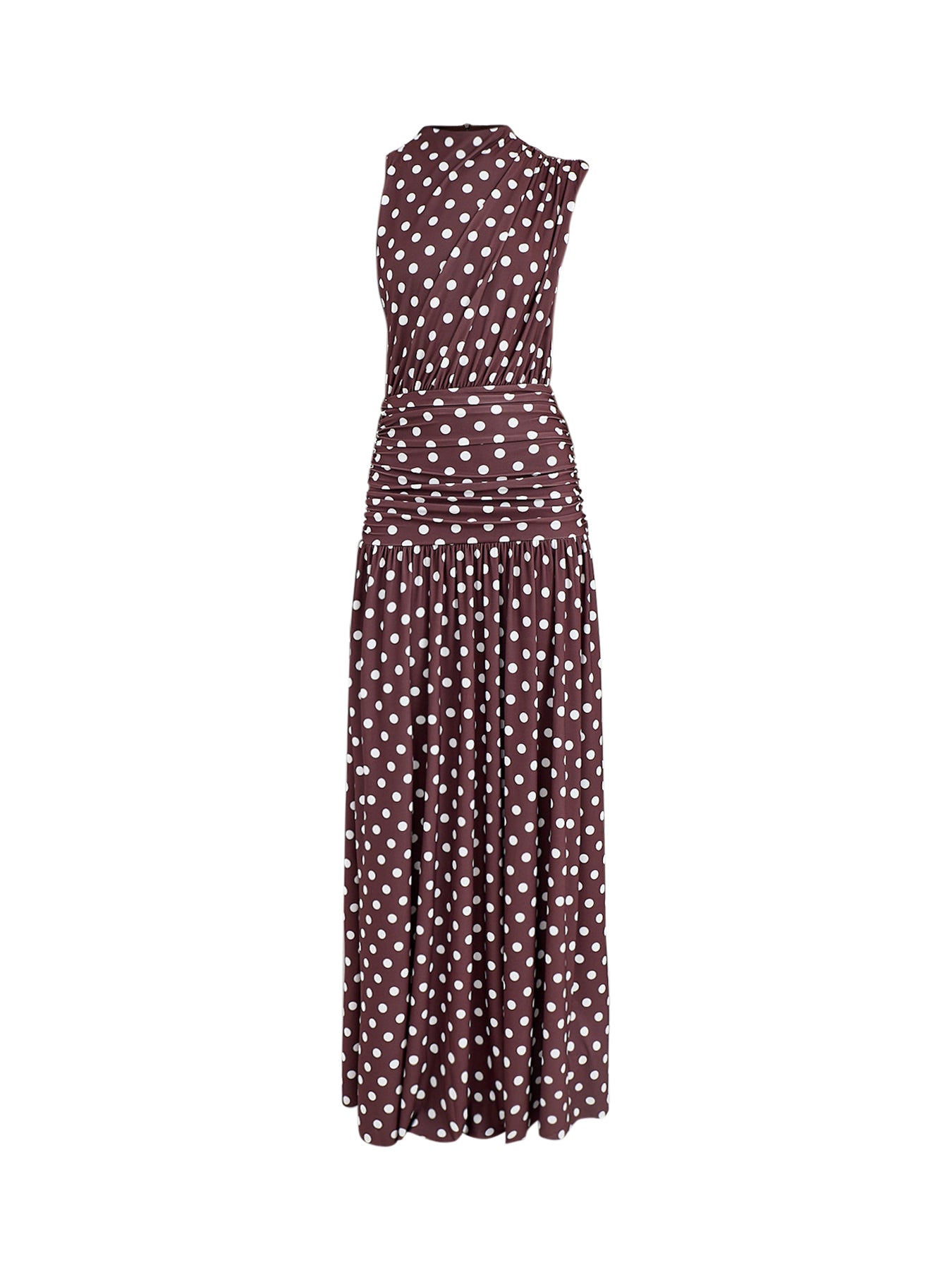 Kelis Polka-Dot High-Neck Maxi Dress Brown