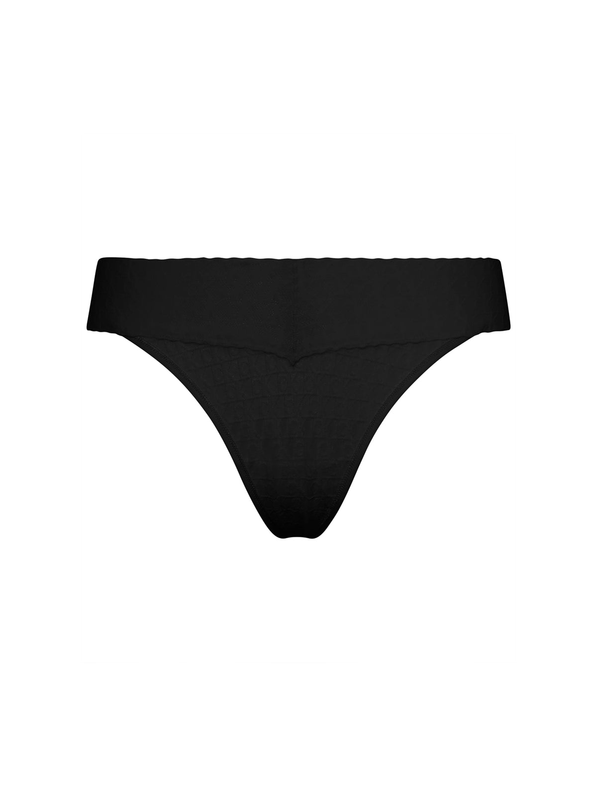Logo Lace Trim Low-Rise Thong - Black