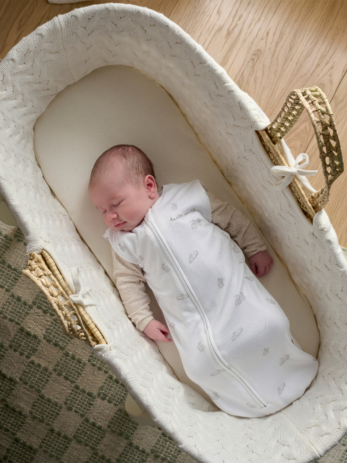 Bamboo Blend Bunny Swaddle 0-3 Months 1.0 Tog - White