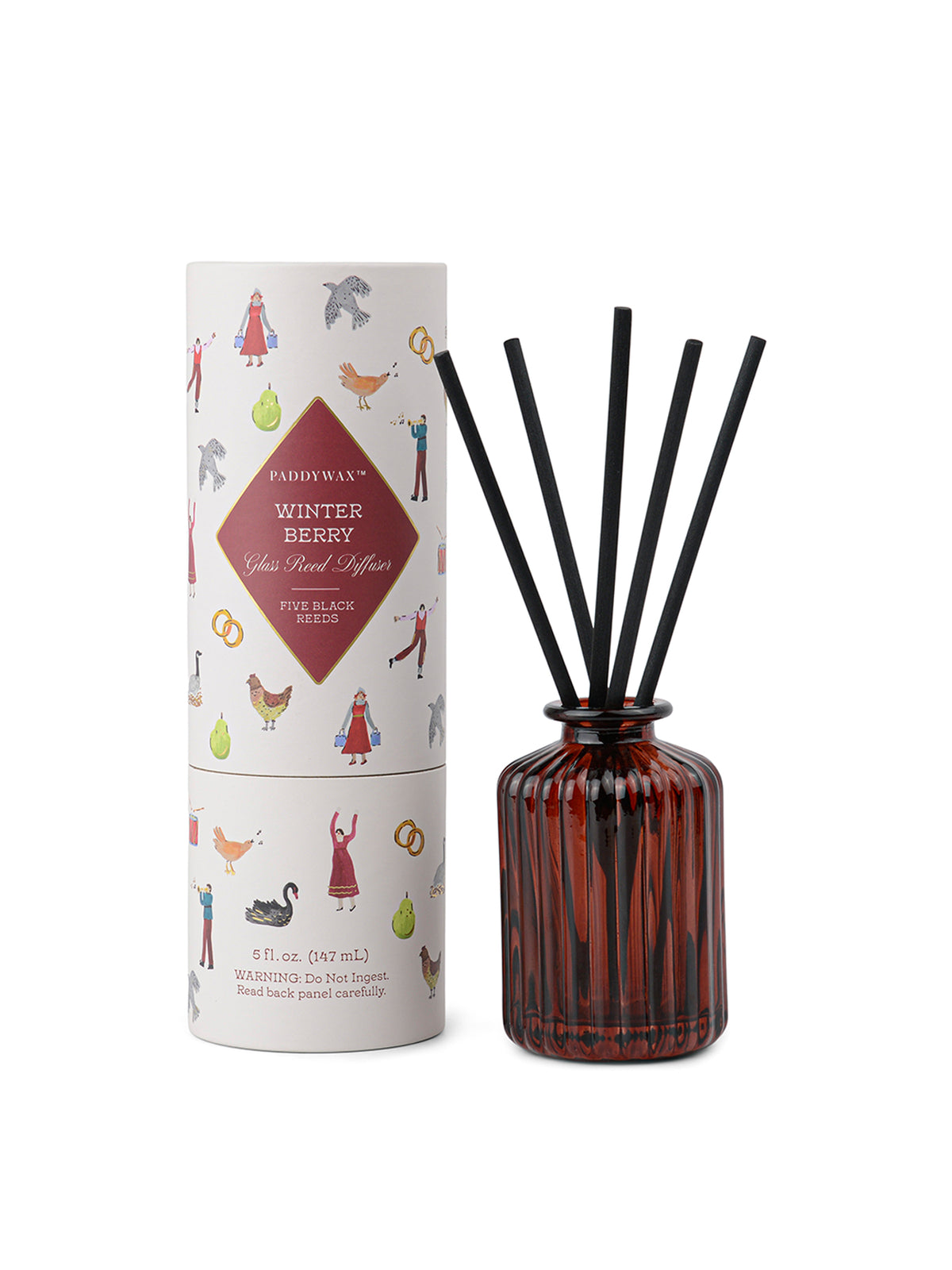 Christmas Winter Berry Ribbed Glass Diffuser 147ml