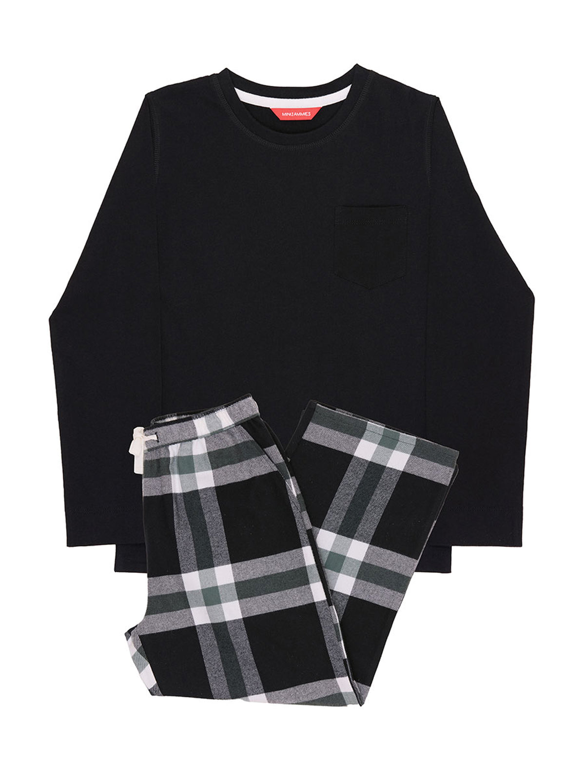 Black Knit Top & Checks Pyjama Set