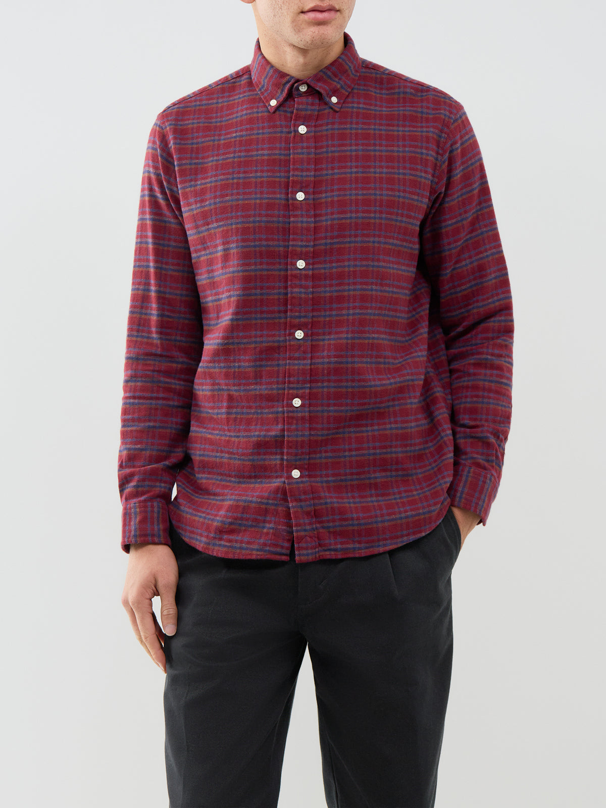 Blustanley 100% Cotton Flannel Long Sleeve Shirt