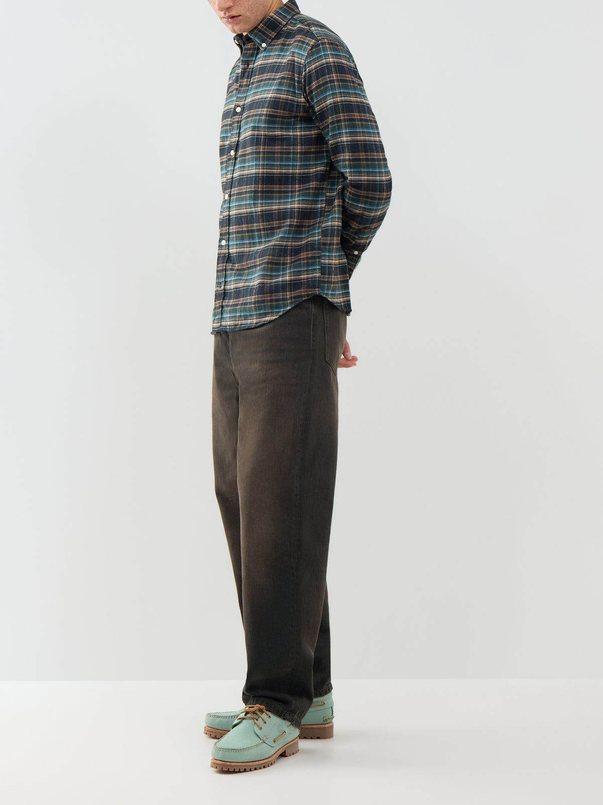 Blustanley 100% Cotton Flannel Long Sleeve Shirt