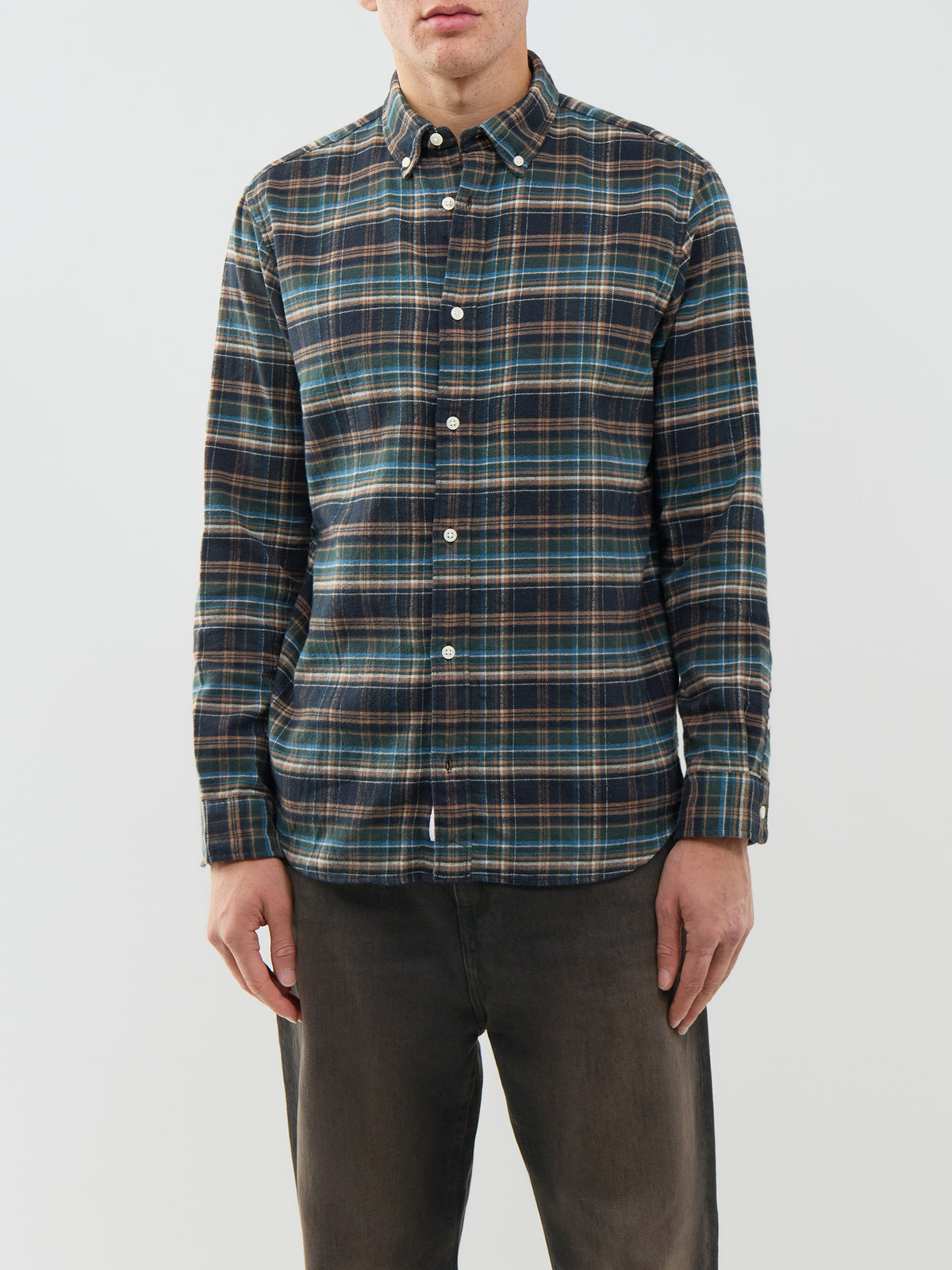 Blustanley 100% Cotton Flannel Long Sleeve Shirt