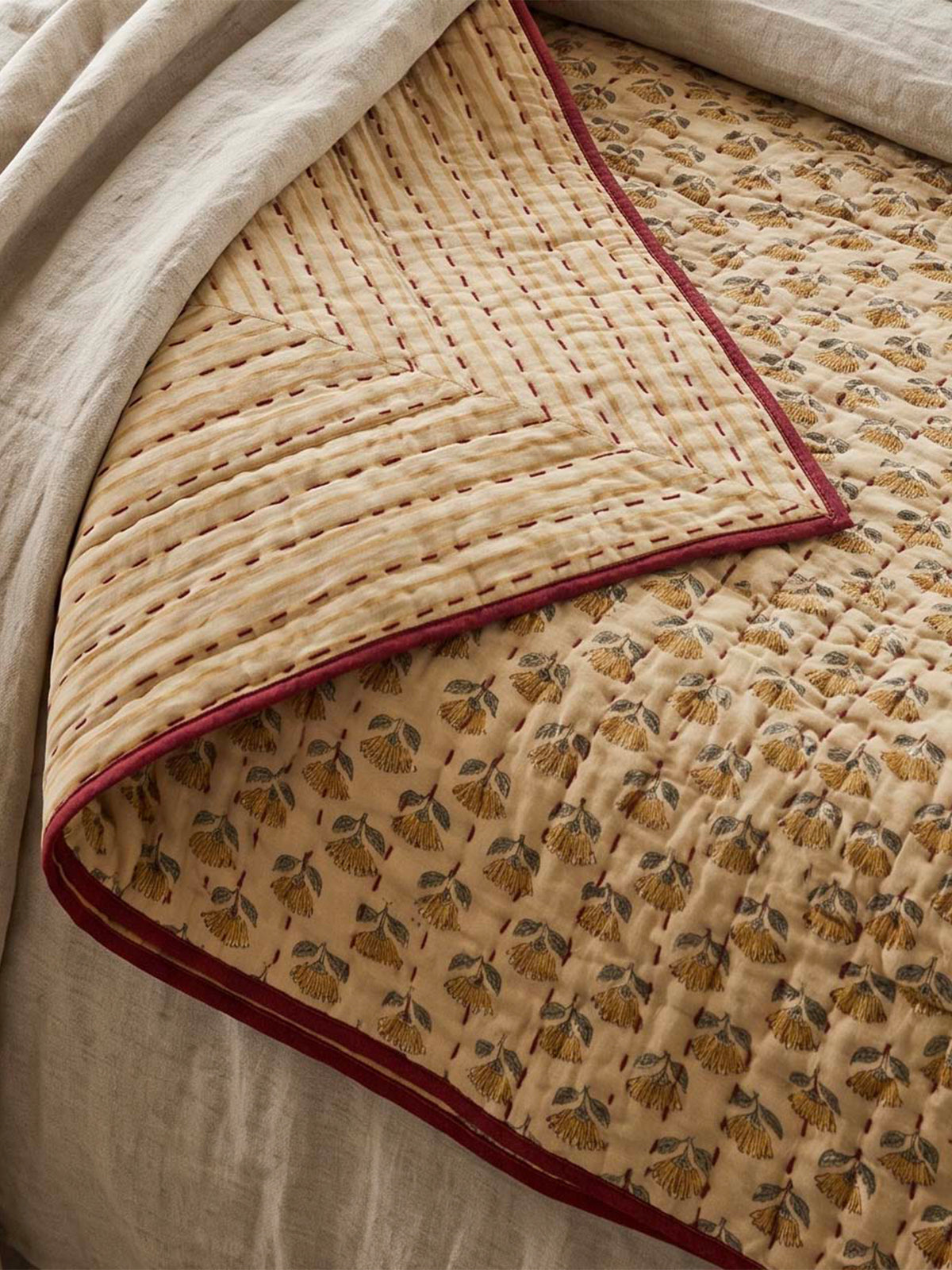 Bibi Kantha Cotton Bedspread