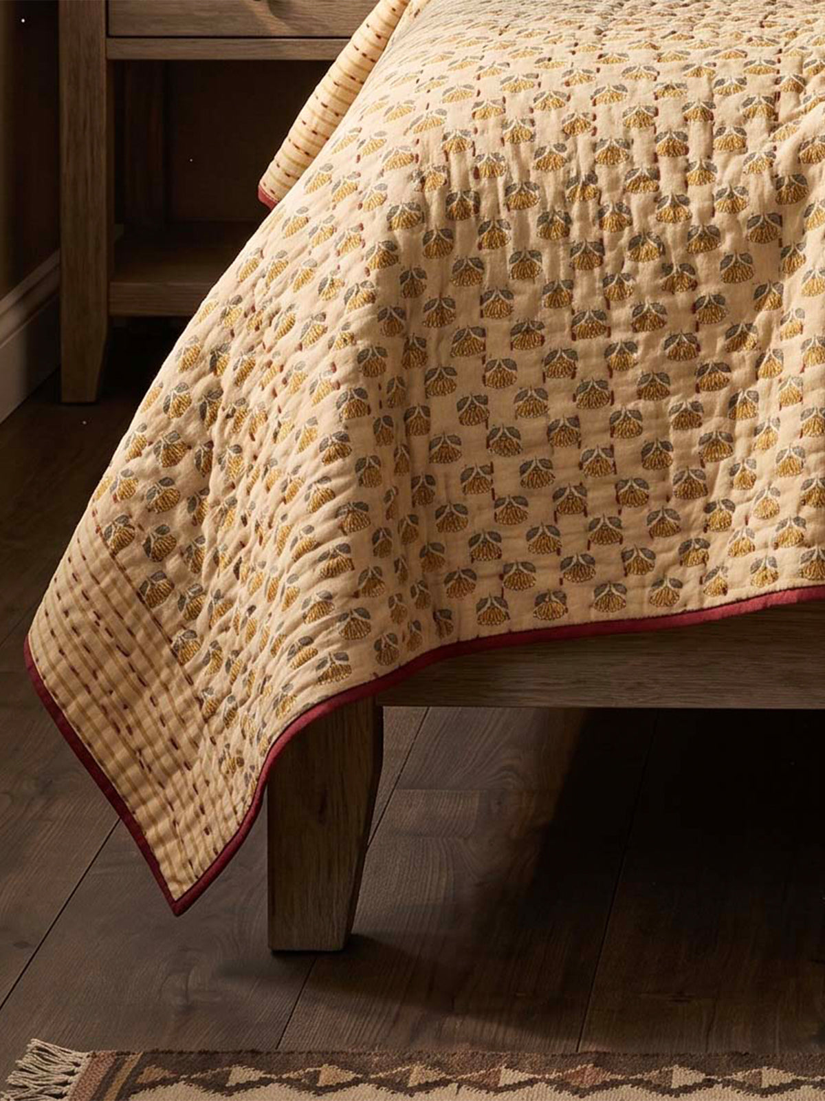 Bibi Kantha Cotton Bedspread
