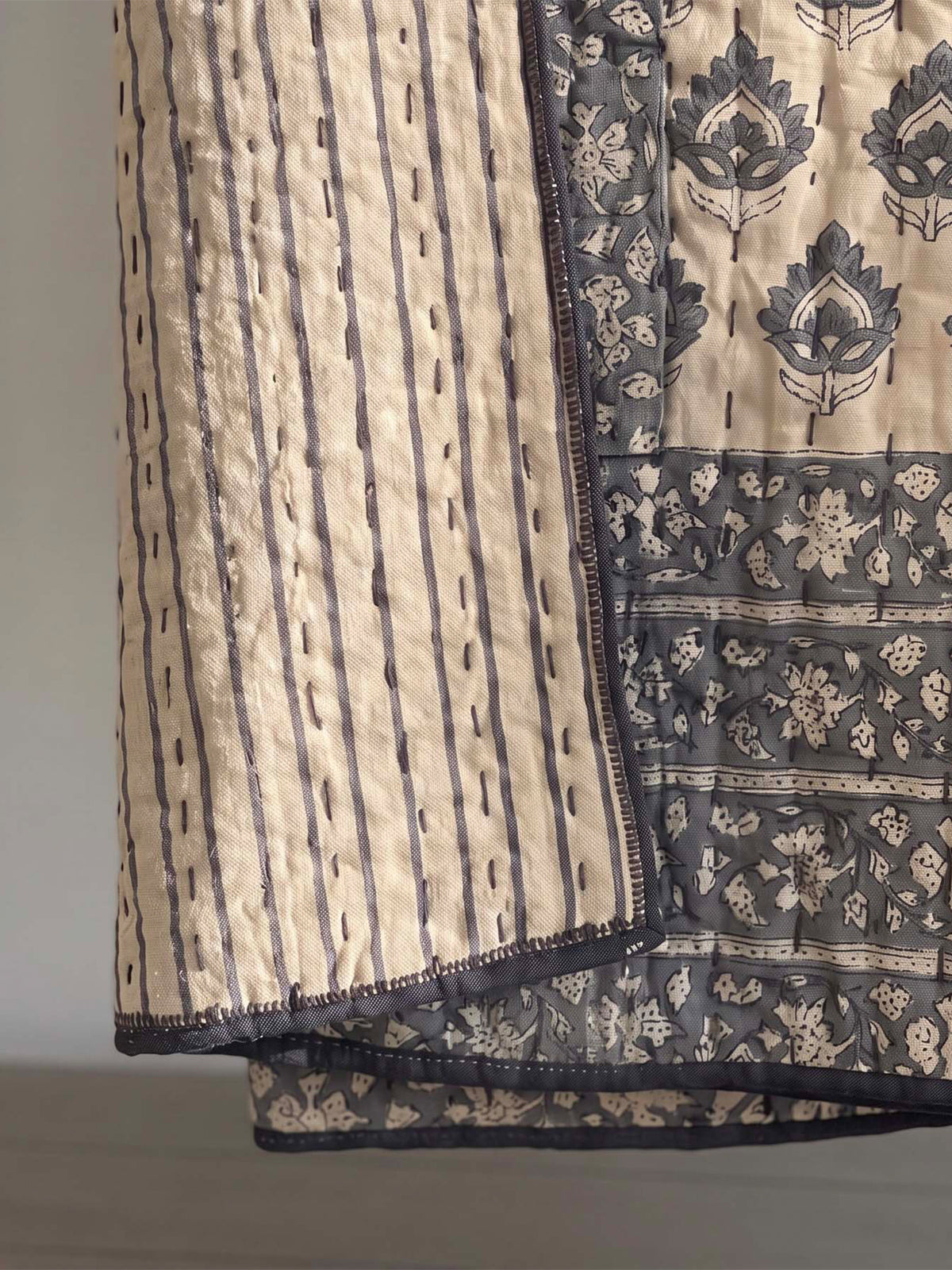 Peta Kantha Cotton Bedspread