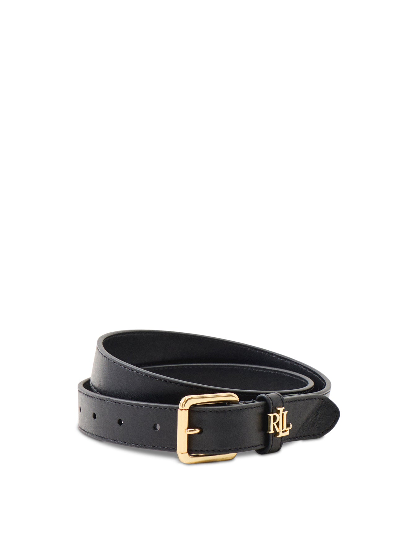 Calf Leather Logo Keeper Skinny Belt 2.5cm