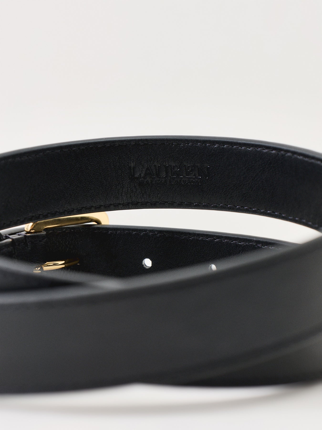 Calf Leather Logo Keeper Skinny Belt 2.5cm
