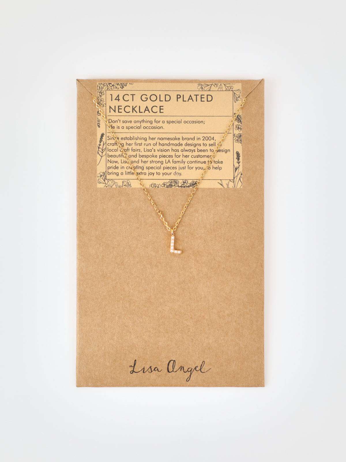 Tiny Pearl Initial L Charm Necklace in 14KT Gold-Plated Brass