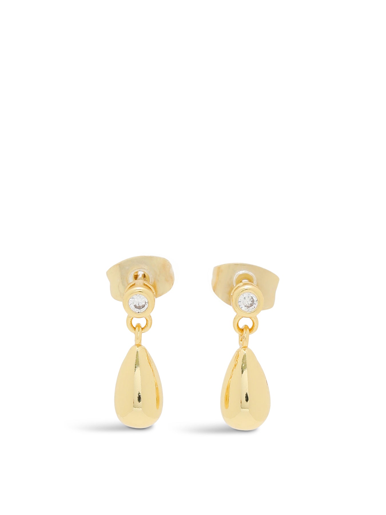 14KT Gold-Plated Crystal Stud & Teardrop Drop Earring Set