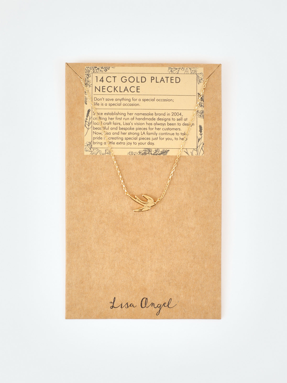 Flying Bird Pendant Necklace in 14KT Gold-Plated Brass