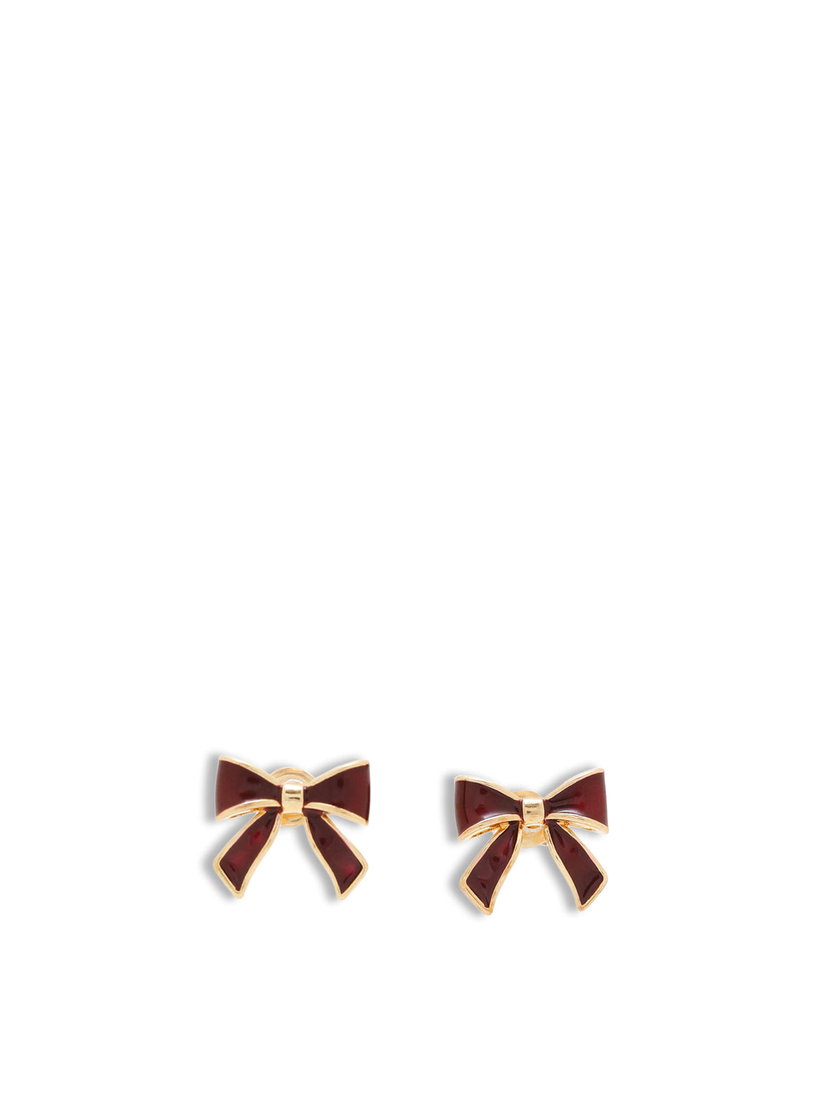14KT Gold-Plated Red Enamel Bow Stud Earrings