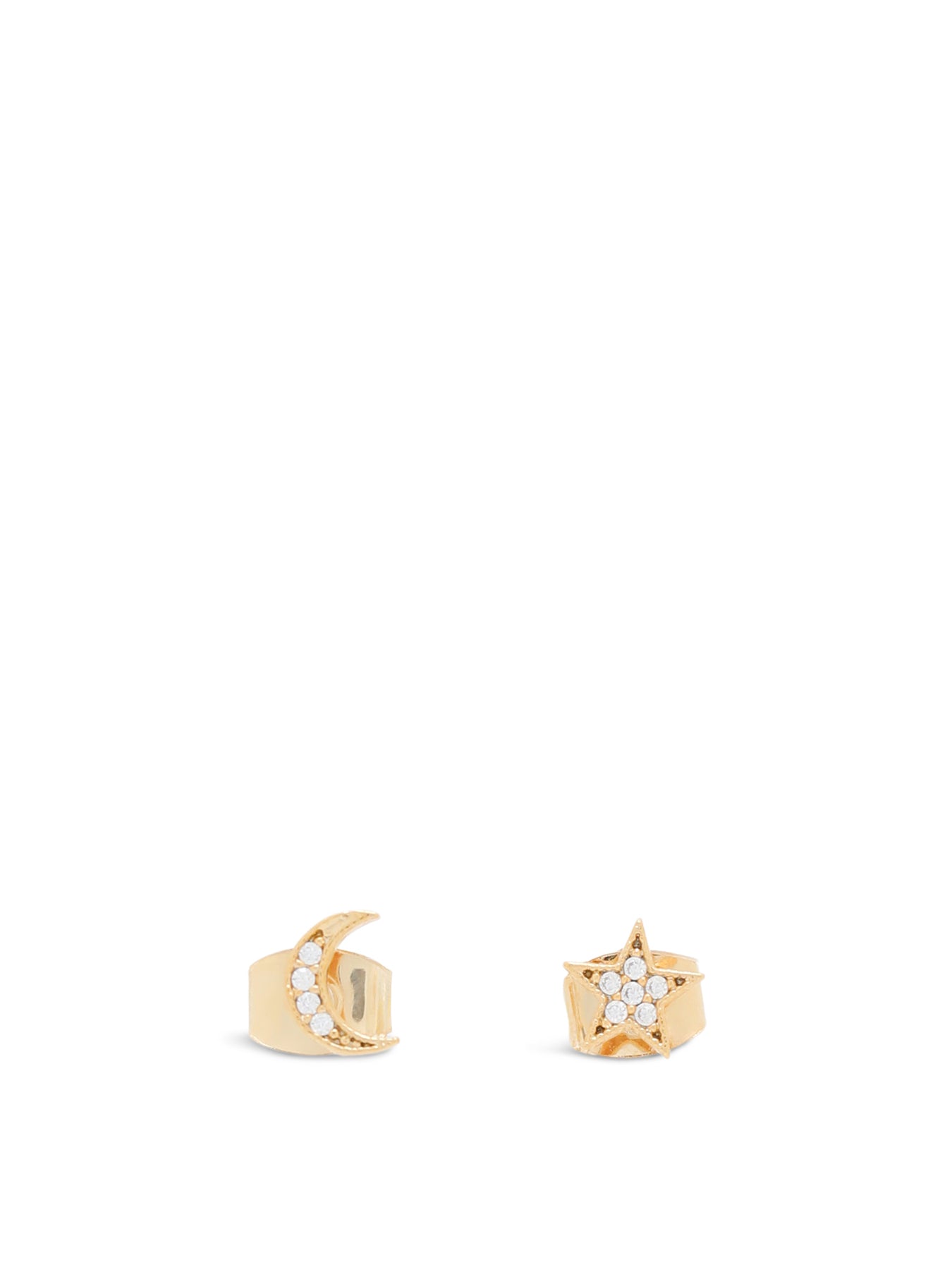 14KT Gold-Plated Cubic Zirconia Moon & Star Stud Earrings