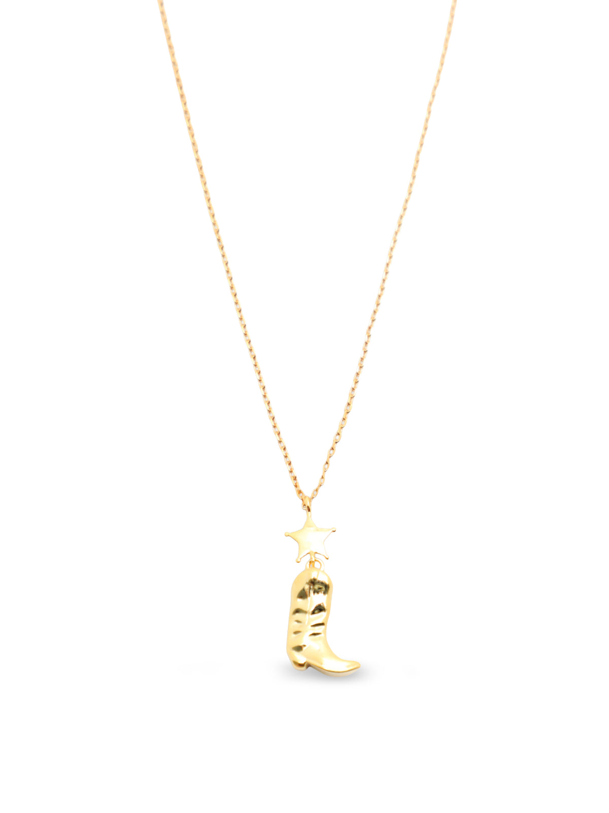 14KT Gold-Plated Star Cowgirl Boot Pendant Necklace