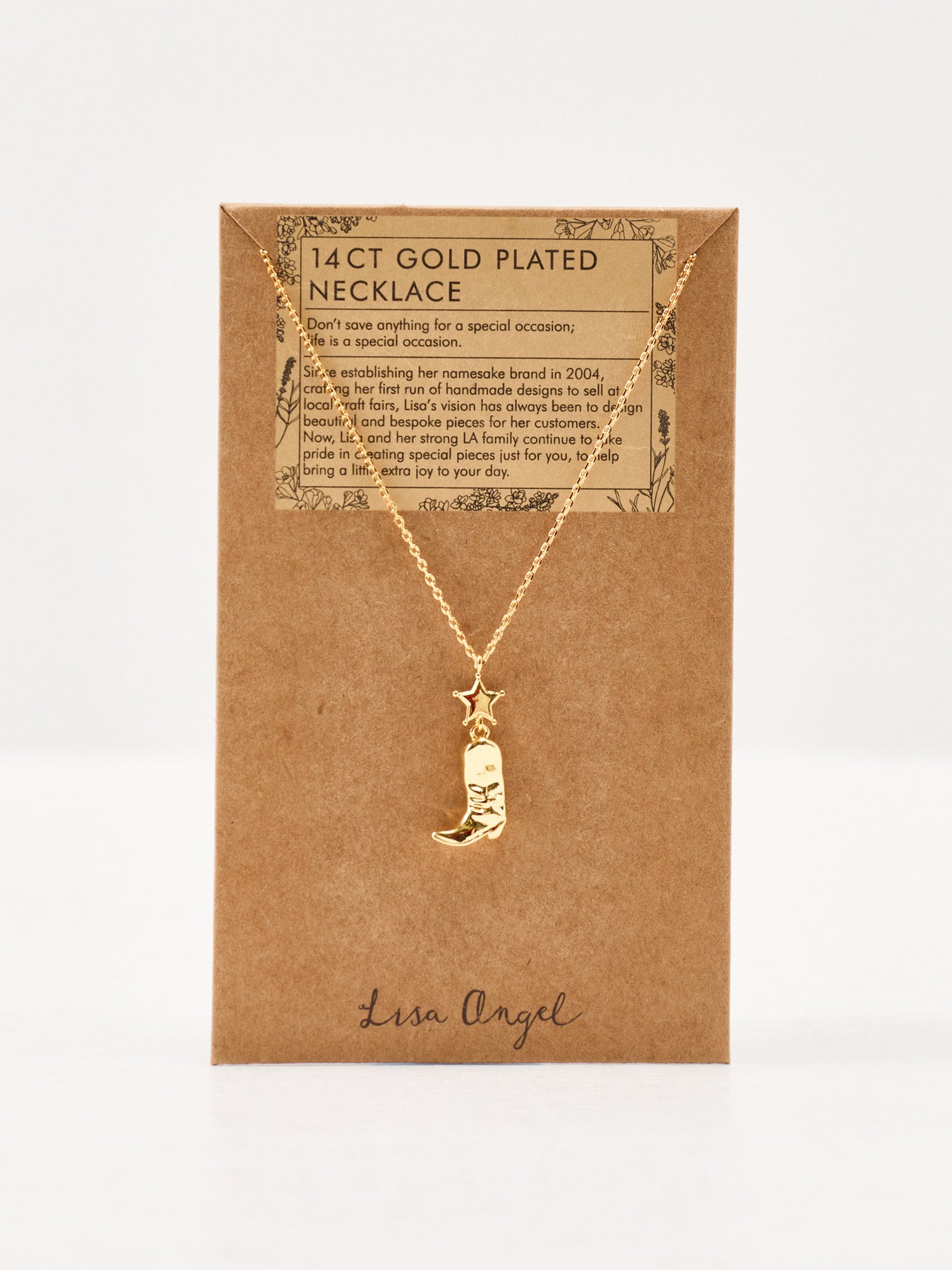 14KT Gold-Plated Star Cowgirl Boot Pendant Necklace