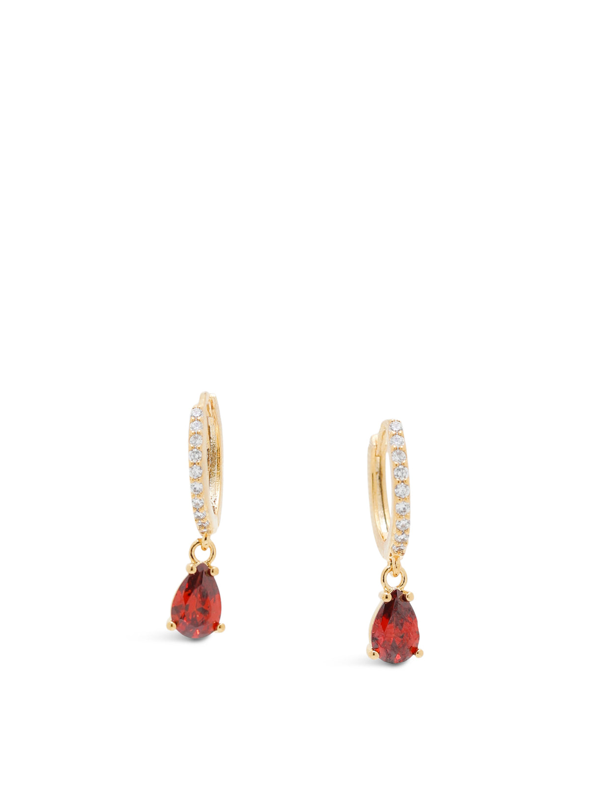 14KT Gold-Plated January Birthstone Crystal Huggie Hoop Earrings