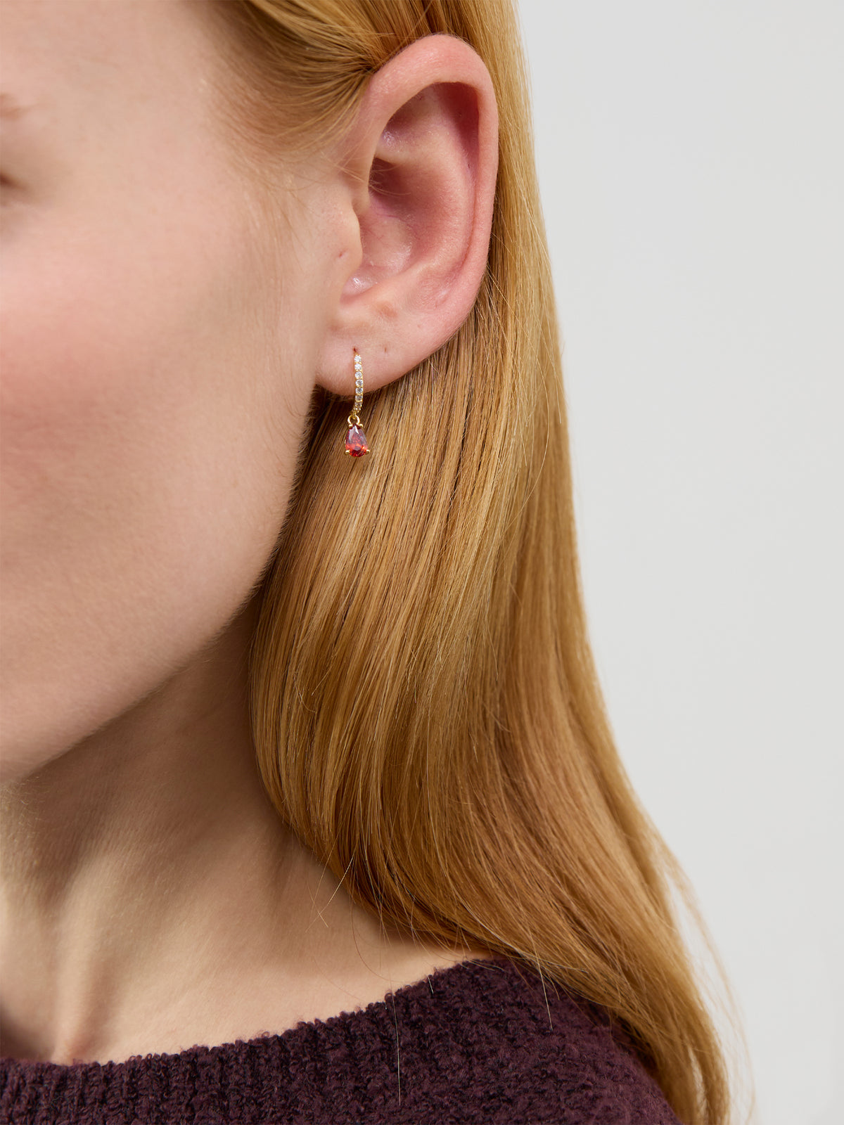 14KT Gold-Plated January Birthstone Crystal Huggie Hoop Earrings