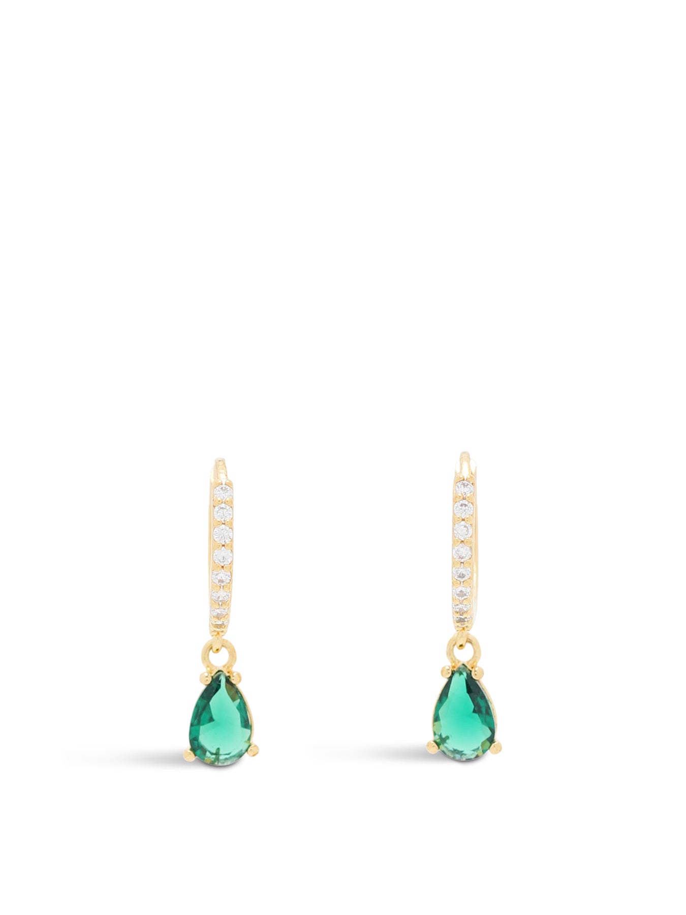 14KT Gold-Plated May Birthstone Crystal Huggie Hoop Earrings