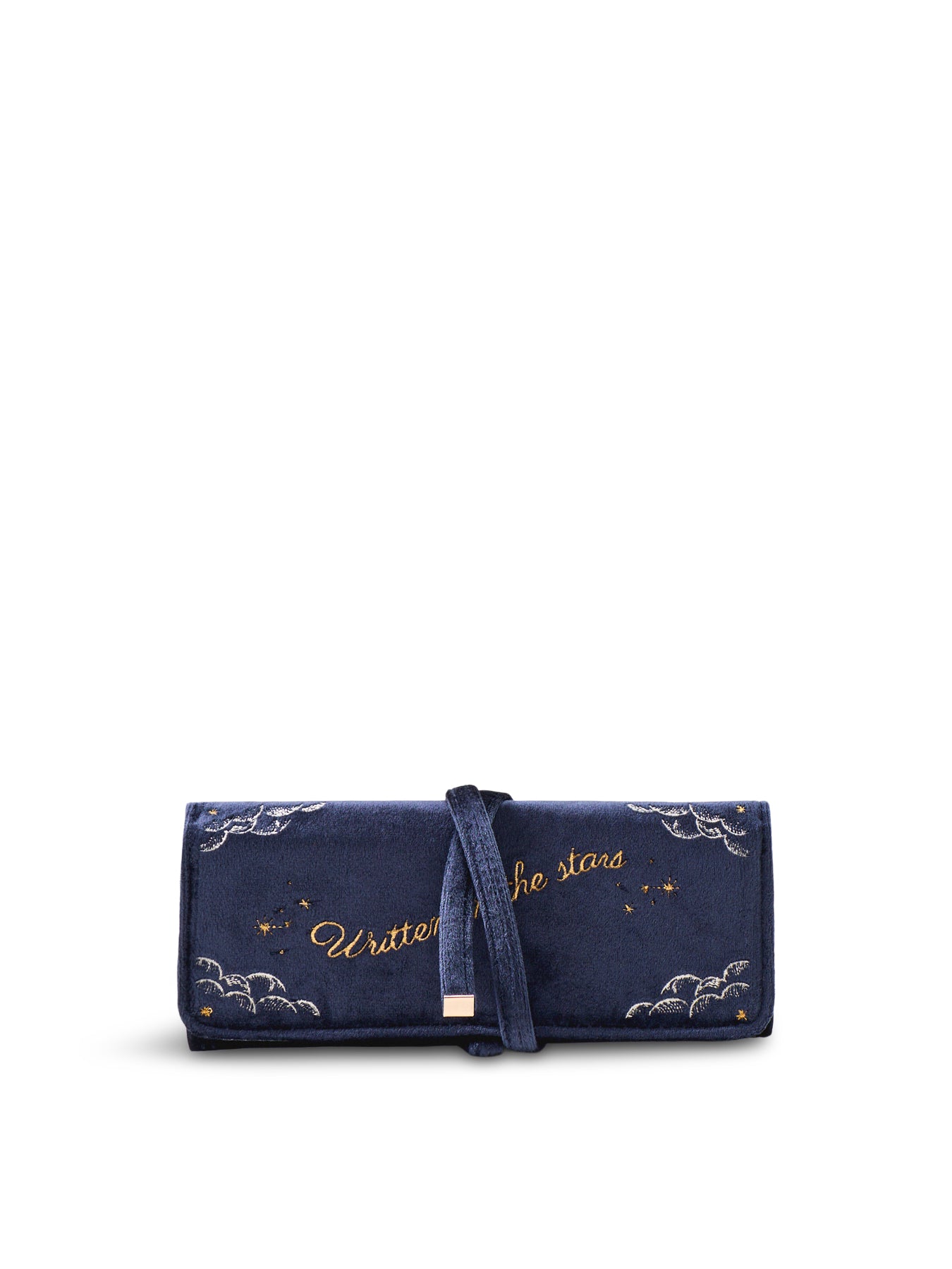 Celestial Velvet Jewellery Roll - Navy
