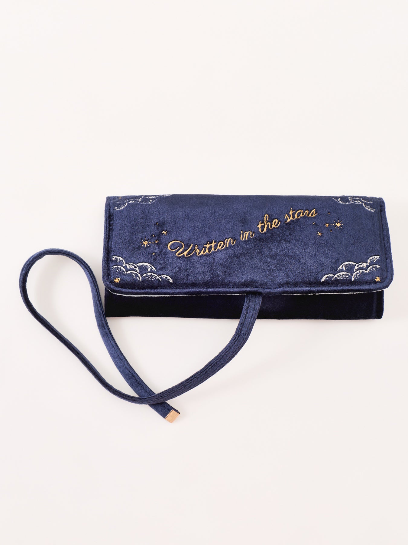 Celestial Velvet Jewellery Roll - Navy