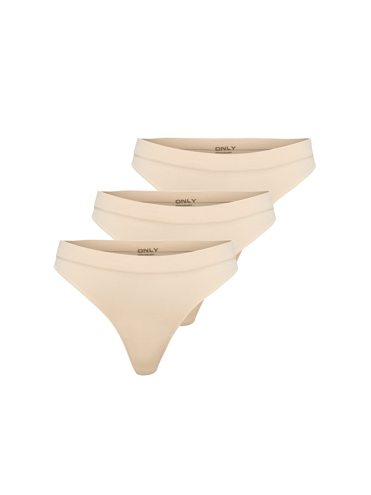 Vicky Ribbed Seamless Thongs 3 Pack - Peach Taffy