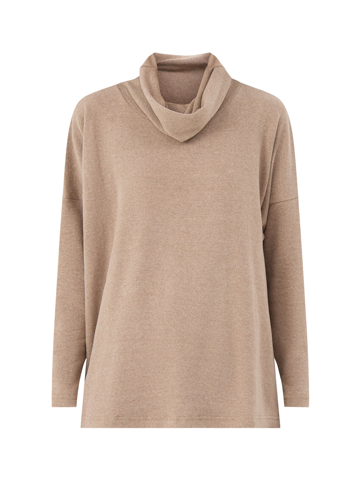 Cotton Blend Striped Roll Neck Jumper - Navy & Light Coffee