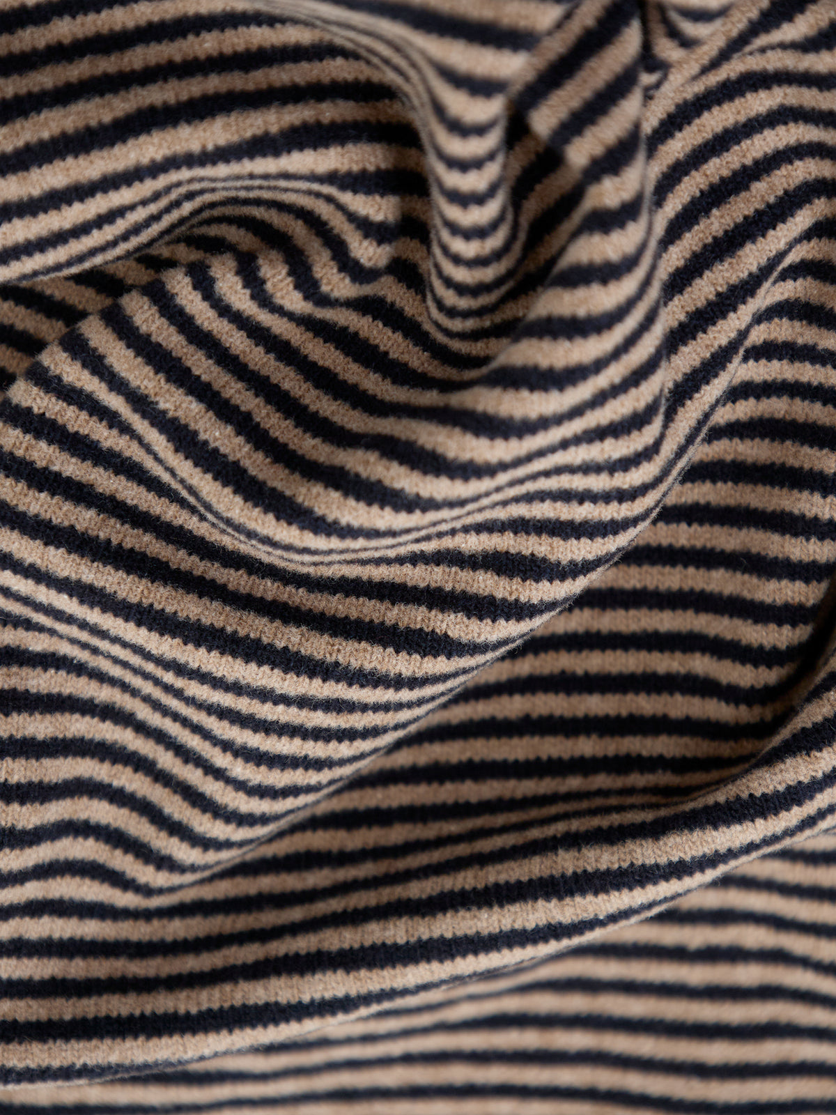 Cotton Blend Striped Midi Skirt - Navy & Coffee