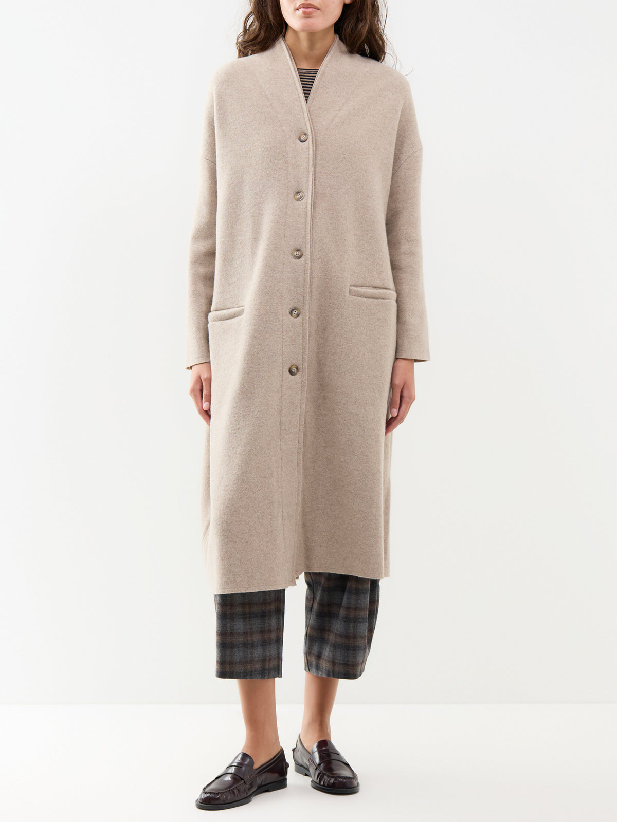 Wool Blend Long Coat - Camel