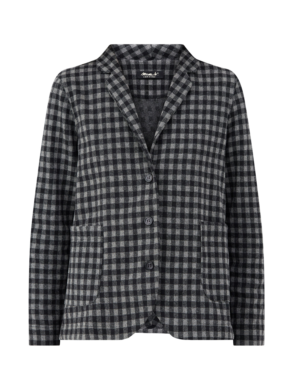 Cotton Blend Large Check Jacket - Grey & Black