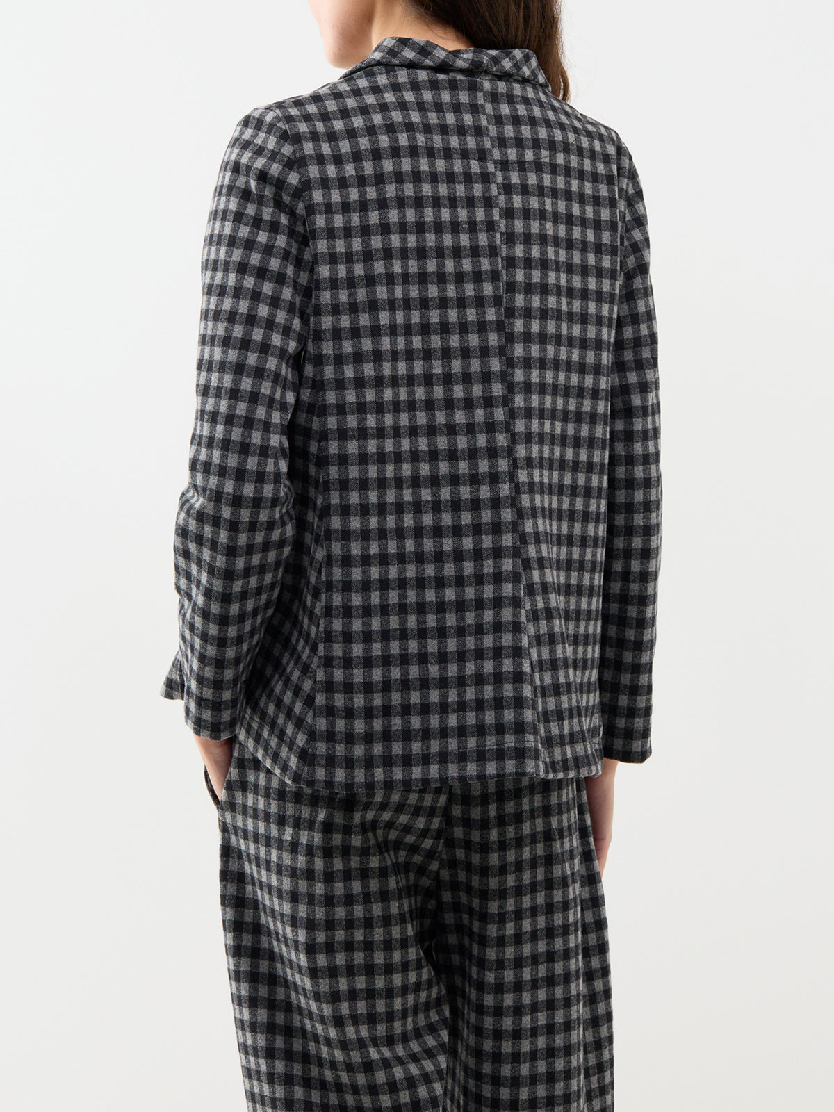Cotton Blend Large Check Jacket - Grey & Black