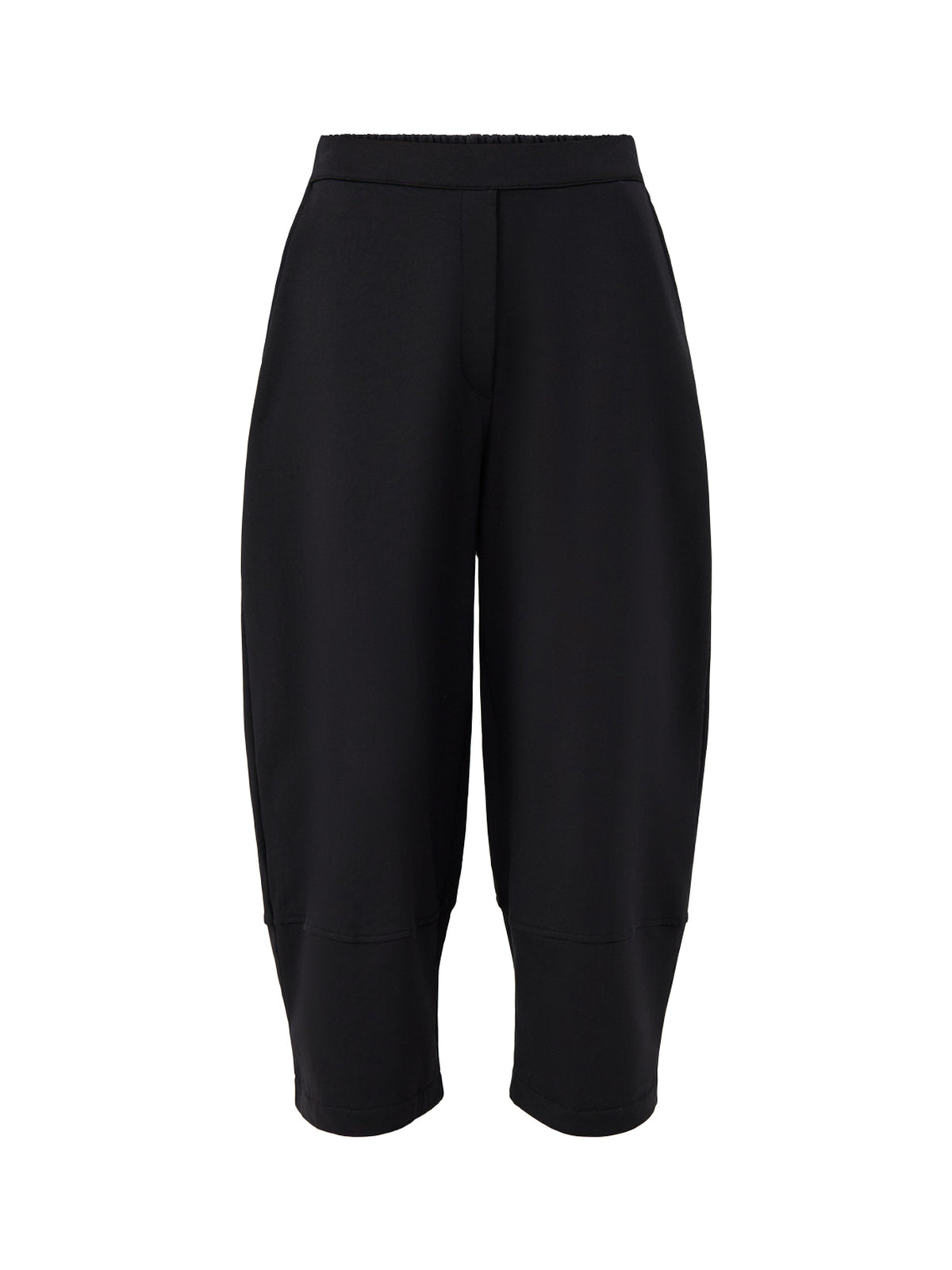 Cotton Barrel-Leg Trousers With Elasticated Back - Black