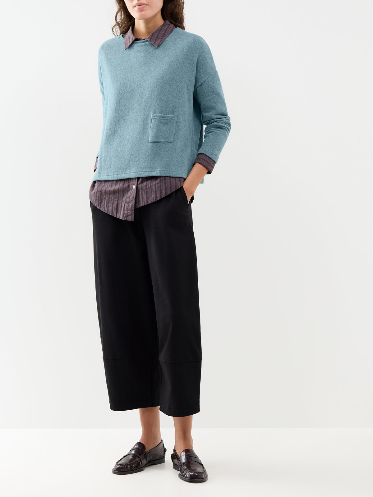 Cotton Barrel-Leg Trousers With Elasticated Back - Black