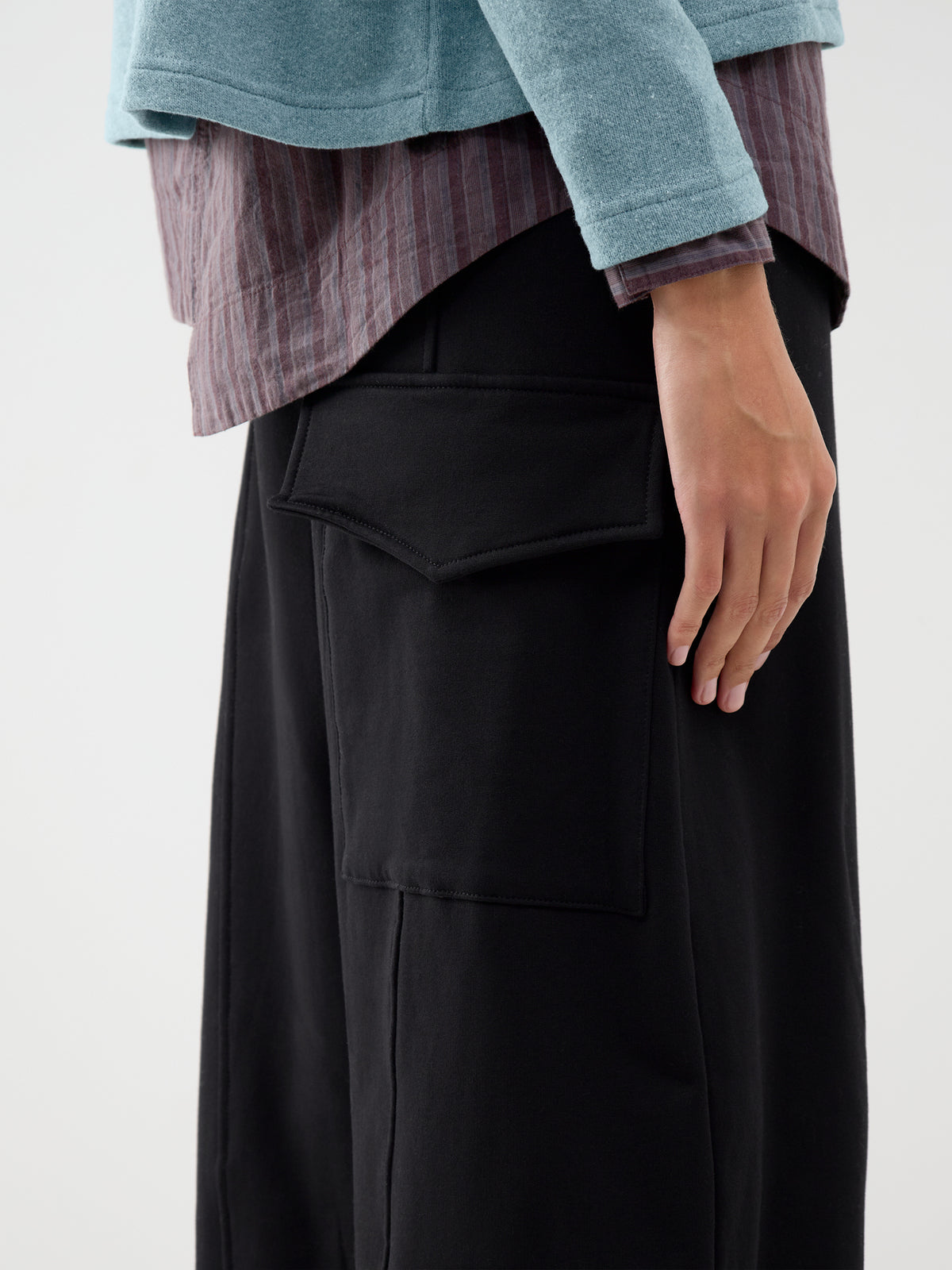 Cotton Barrel-Leg Trousers With Elasticated Back - Black