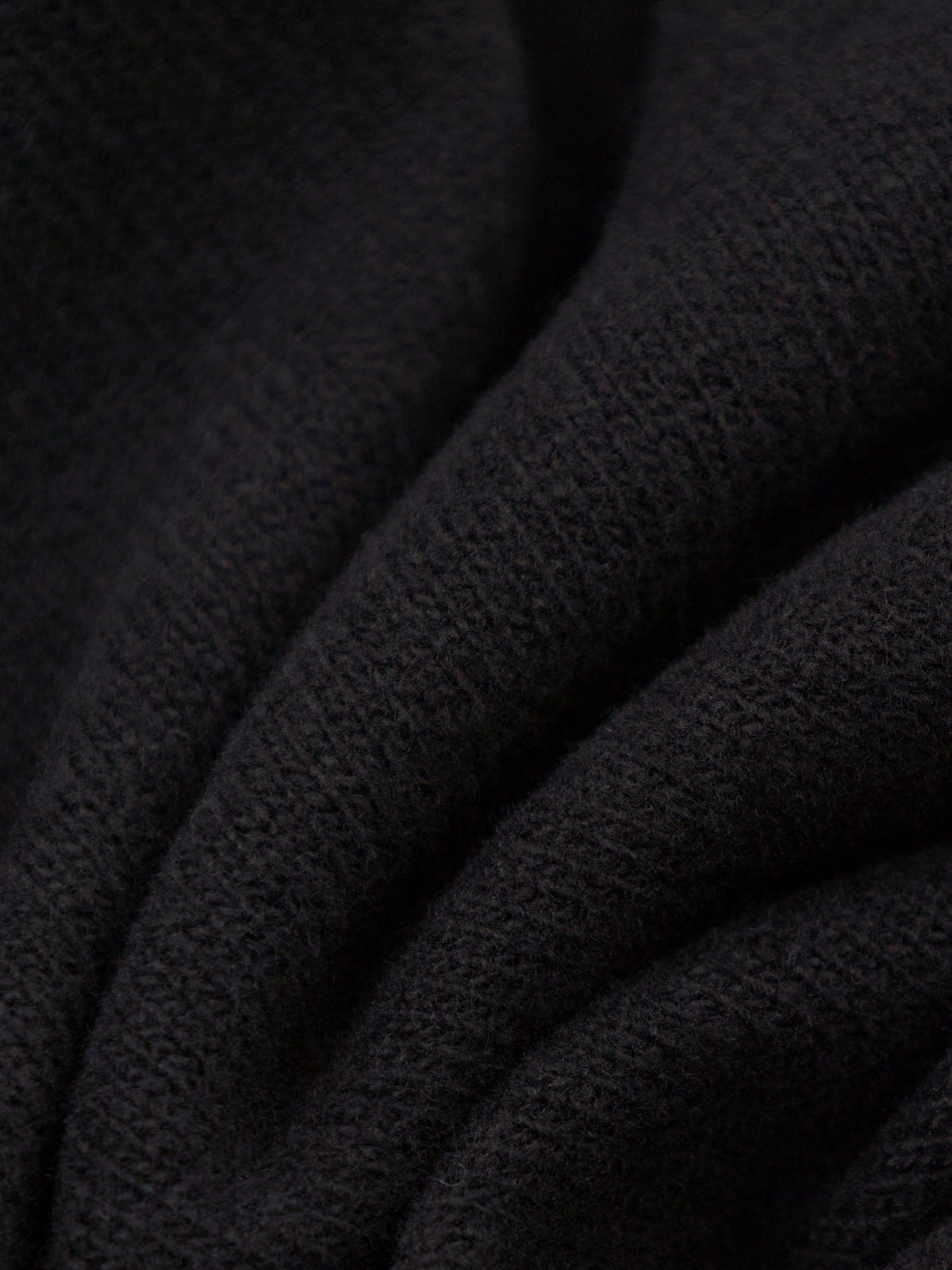 Cotton Blend Staggered Hem Roll Neck Jumper - Black