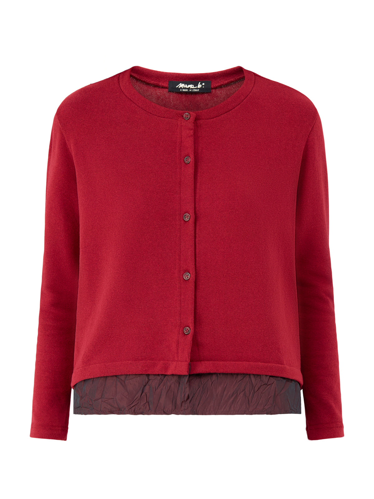 Taffeta Detail Cardigan - Red