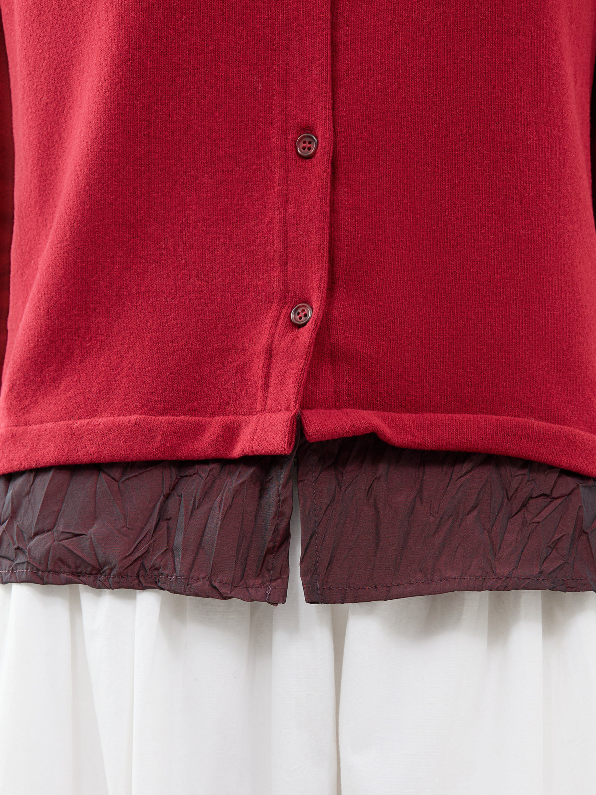 Taffeta Detail Cardigan - Red