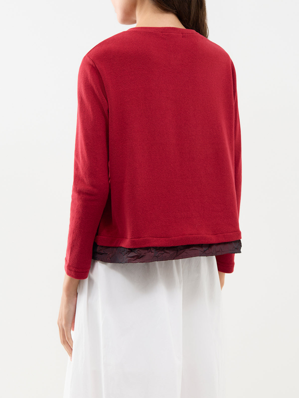 Taffeta Detail Cardigan - Red
