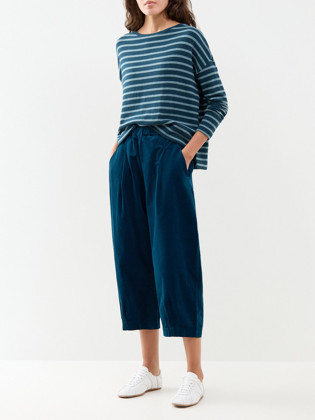 Cotton Stretch Needle Cord Trousers - Dark Teal