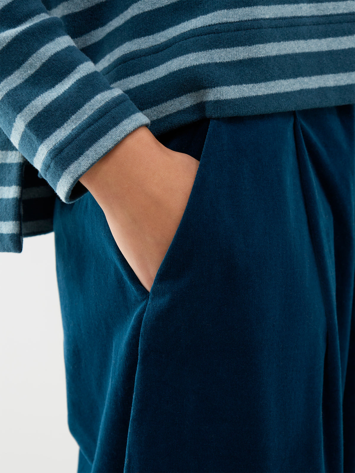 Cotton Stretch Needle Cord Trousers - Dark Teal
