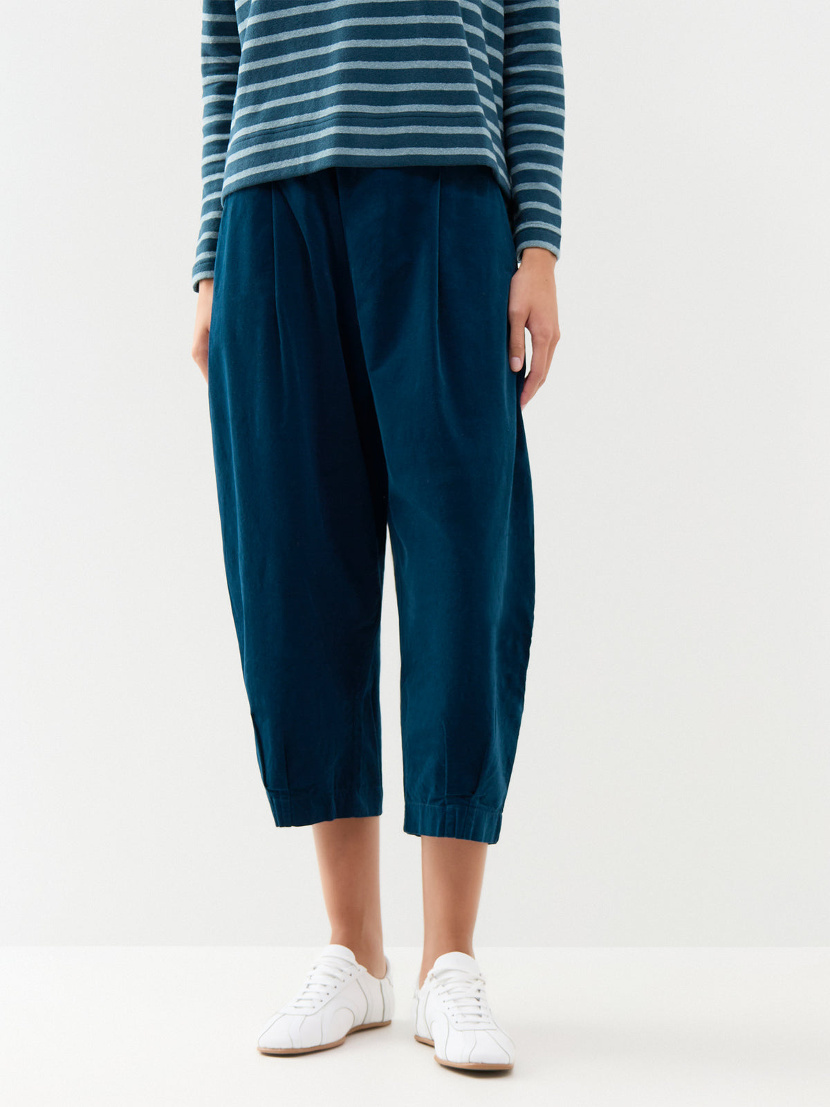 Cotton Stretch Needle Cord Trousers - Dark Teal